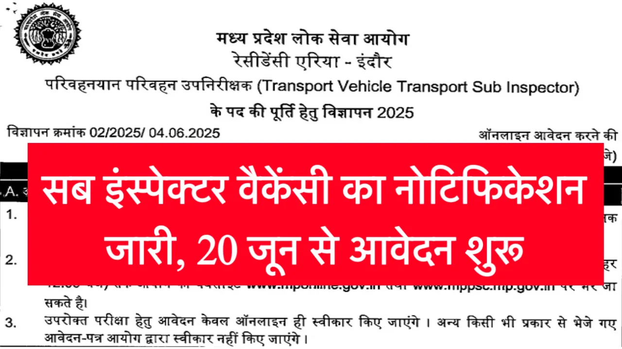 MP SI Vacancy 2025