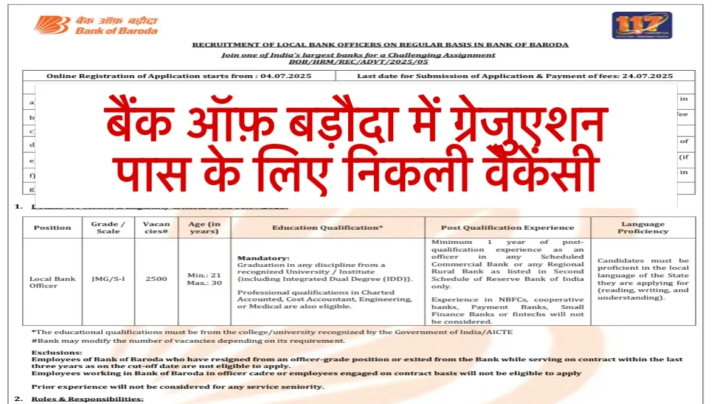 Bank of Baroda LBO Recruitment 2025