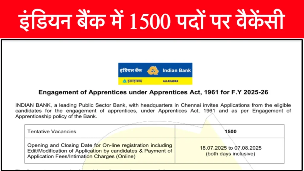 indian Bank Apprentice Recruitment
